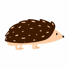  Childrens illustration of cute hedgehog isolated on white background. Forest hedgehog hand-drawn s cartoon style.