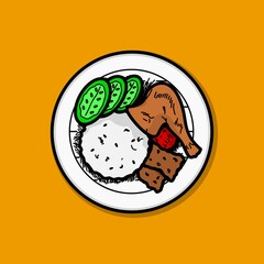 Indonesian Traditional Rice Food Simple Flat Design