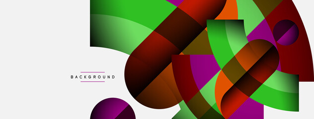 Geometric abstract background. Round shapes, circles, lines composition for wallpaper banner background or landing page