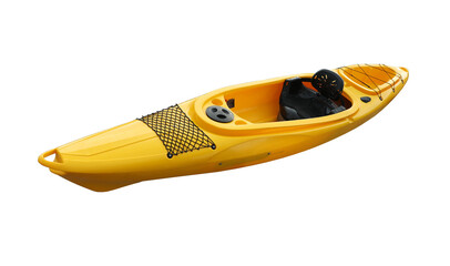 Yellow kayak isolated on white. Outdoor activity