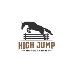 minimalist and retro silhouette for high jump horse ranch