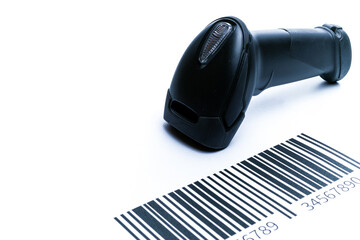 Bar code. Retail label barcode scan. Reader laser scanner for warehouse isolated on white...