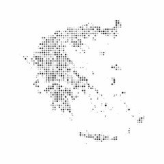 Abstract dotted black and white halftone effect vector map of Greece. Country map digital dotted design vector illustration.