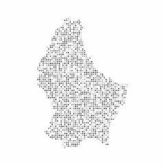 Obraz premium Abstract dotted black and white halftone effect vector map of Luxembourg. Country map digital dotted design vector illustration.