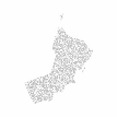 Abstract dotted black and white halftone effect vector map of Oman. Country map digital dotted design vector illustration.