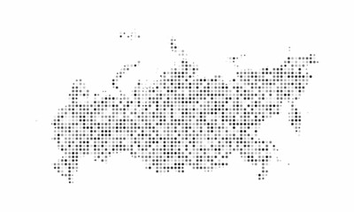 Abstract dotted black and white halftone effect vector map of Russia. Country map digital dotted design vector illustration.