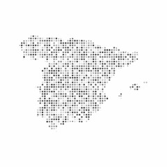 Abstract dotted black and white halftone effect vector map of Spain. Country map digital dotted design vector illustration. - obrazy, fototapety, plakaty