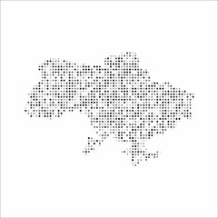 Fototapeta na wymiar Abstract dotted black and white halftone effect vector map of Ukraine. Country map digital dotted design vector illustration.