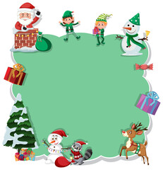 Empty Christmas board with cartoon characters and objects