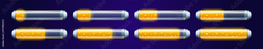 Poster mobile phone battery charge levels from low to high. vector realistic illustration of full, half and