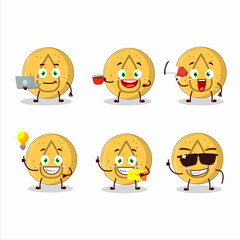 Dalgona candy water cartoon character with various types of business emoticons