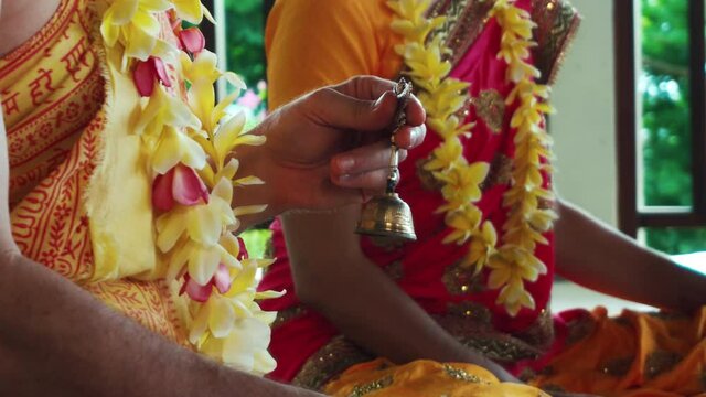 Flowers and fruits for offering at the Yagya fire ceremony hindu