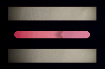 Beige white and pink color block line shapes on black background 