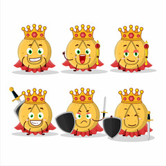 A Charismatic King dalgona candy water cartoon character wearing a gold crown