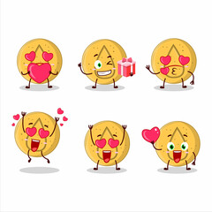 Dalgona candy water cartoon character with love cute emoticon