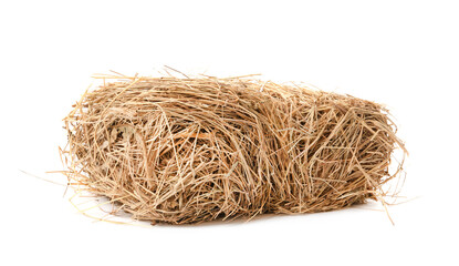 Obraz premium Small dried hay bale on white background