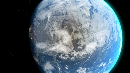 Rotating earth in space zoom in on North America continent