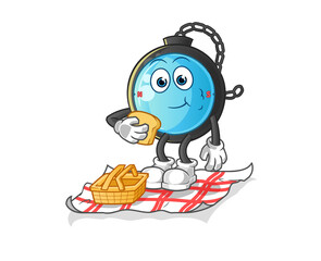 compass on a picnic cartoon. cartoon mascot vector
