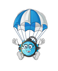 compass skydiving character. cartoon mascot vector