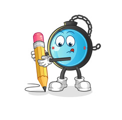 compass write with pencil. cartoon mascot vector
