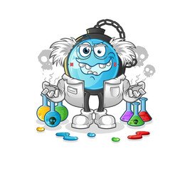 compass mad scientist illustration. character vector