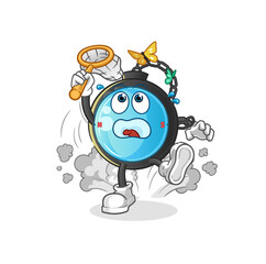 compass catch butterfly illustration. character vector