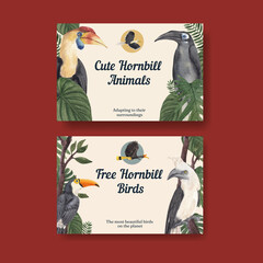 Facebook template with hornbill bird concept,watercolor style © photographeeasia