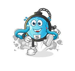 compass runner character. cartoon mascot vector