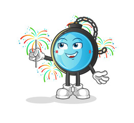 compass with fireworks mascot. cartoon vector