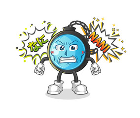 compass anime angry vector. cartoon character