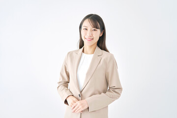 女性　ビジネス　ポートレート　白背景