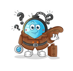 compass detective vector. cartoon character
