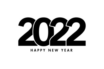 Happy New Year 2022 text design. For 2022 business book cover. Design brochure templates, flyers, cards, banners. Isolated on a white background. Vector illustrations