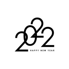 Happy New Year 2022 text design. For 2022 business book cover. Design brochure templates, flyers, cards, banners. Isolated on a white background. Vector illustrations