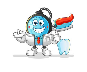compass dentist illustration. character vector
