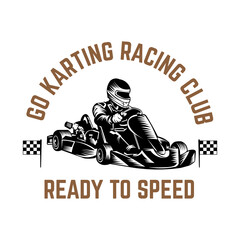 Go Kart racing vector illustration design in rero style, good for event logo also tshirt and racing team logo - obrazy, fototapety, plakaty