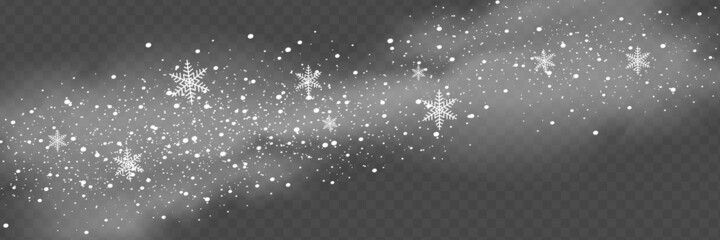 Snow and wind on a transparent background. White gradient decorative element.vector illustration. winter and snow with fog. wind and fog.