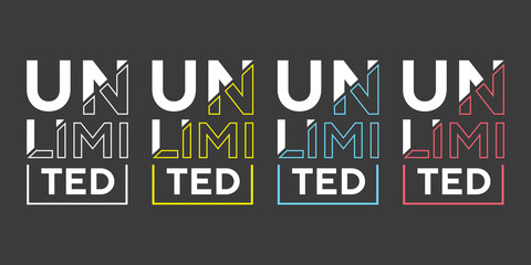 Unlimited black white and colorful text effect typography t shirt design