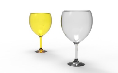 High quality 3D rendering two charming glasses side by side