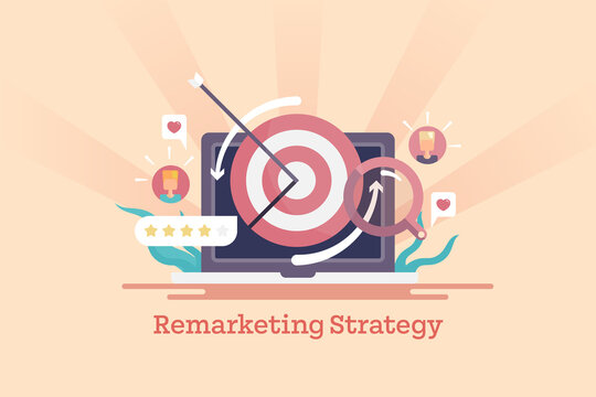 Remarketing strategy, digital ads retargeting online customers, digital marketing and business communication technology, modern concept marketing web banner template for presentation.