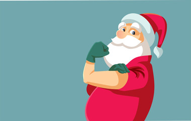Strong Santa Claus Vector Cartoon Illustration