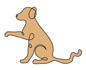 Silhouette of abstract color dog as line drawing on white. Vector