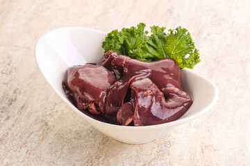 Raw chicken liver in the bowl