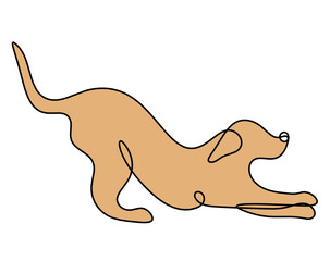 Silhouette of abstract color dog as line drawing on white. Vector