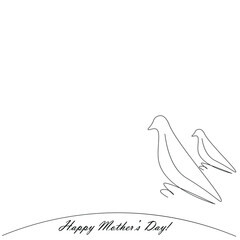 Happy mothers day card with family birds vector illustration