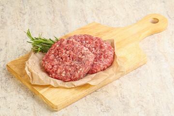 Raw beef burger cutlet for grill
