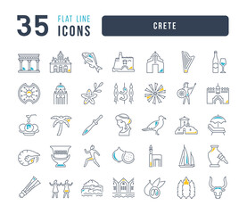 Set of linear icons of Crete