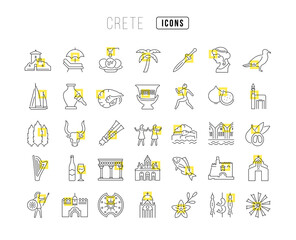 Set of linear icons of Crete