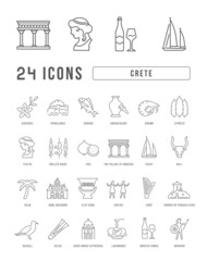 Set of linear icons of Crete
