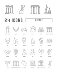 Set of linear icons of Greece
